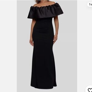 Betsy & Adam Black Off-Shoulder Maxi Dress